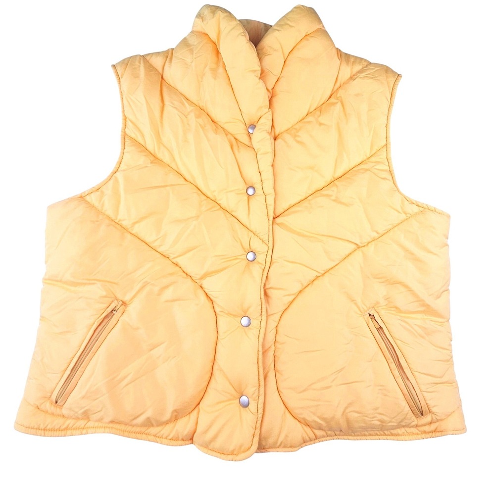 Telluride Clothing Large Vintage 90s Y2K Yellow Puffer Vest Large Chevron Quilt